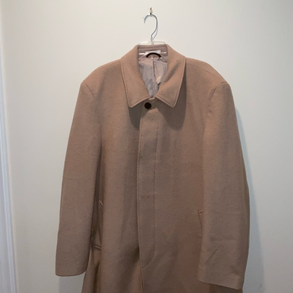 GOOD CONDITION LAUREN RALPH LAUREN TAN WOOL SINGLE BREAST LINED OVERCOAT XL